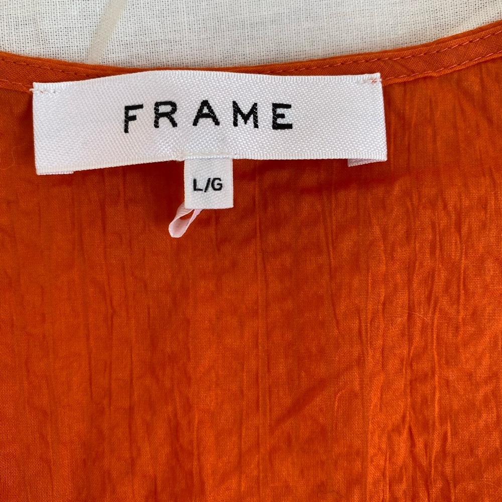 Frame Button Down Orange Crush Ruched Top - Picture 11 of 16